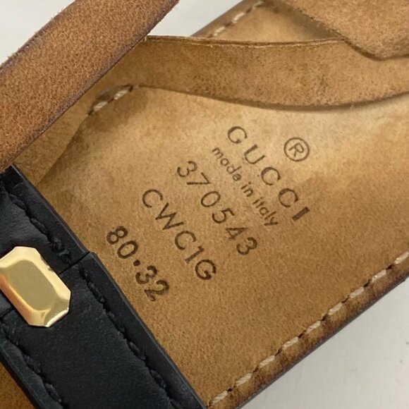 Auth GUCCI Interlocking G/Ssima Line Black Gold Leather Hardware Belt 283-121524 - Picture 7 of 7